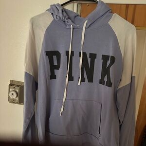 Pink lavender and White Hoodie with Black Lettering lg